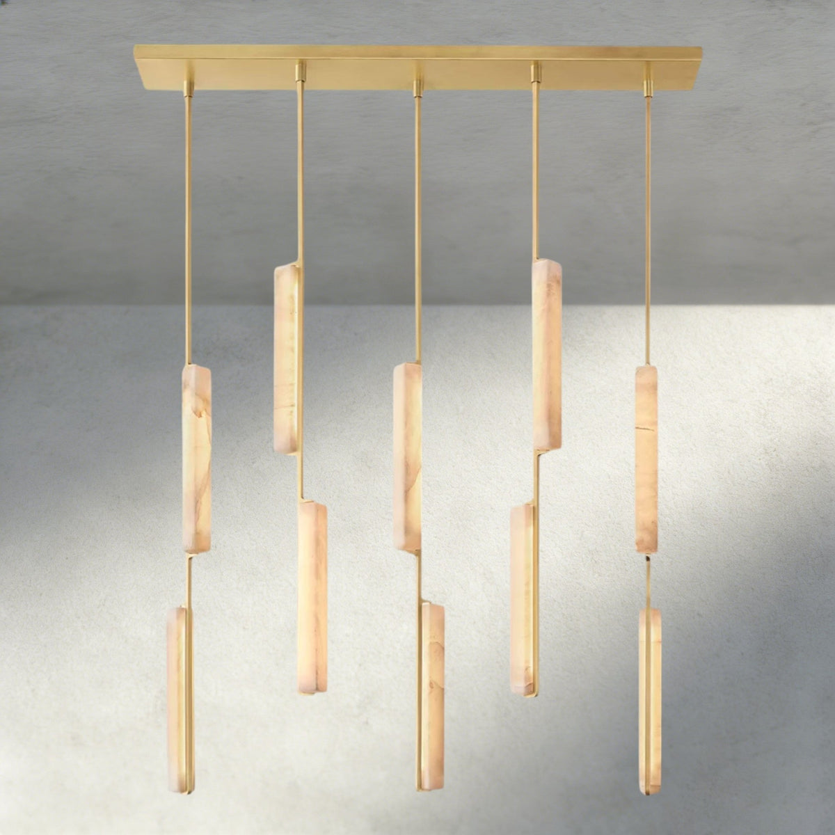 Audubam Alabaster Linear Chandelier 54" - Zelno Lighting