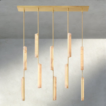 Audubam Alabaster Linear Chandelier 54" - Zelno Lighting