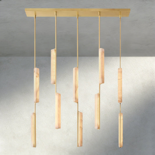 Audubam Alabaster Linear Chandelier 54" - Zelno Lighting