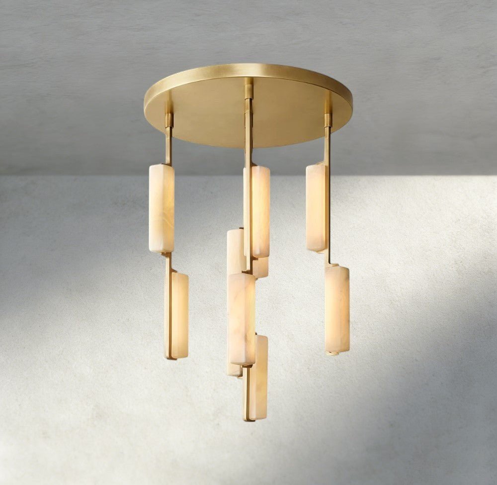 Audubam Alabaster Round Chandelier 24", 40", 56" - Zelno Lighting