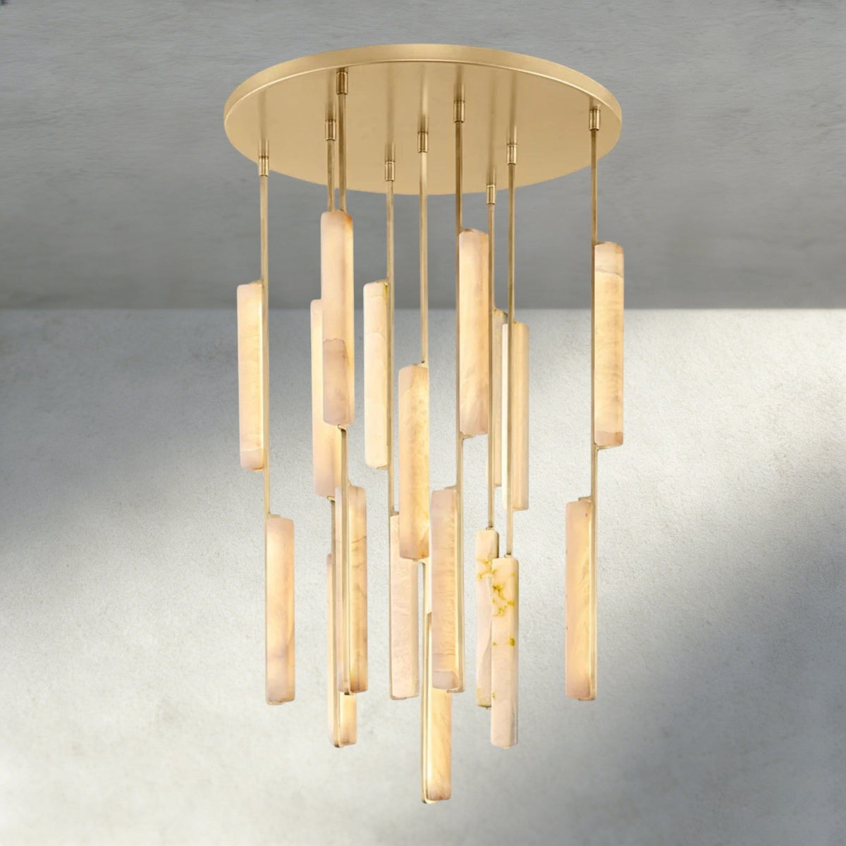 Audubam Alabaster Round Chandelier 24", 40", 56" - Zelno Lighting