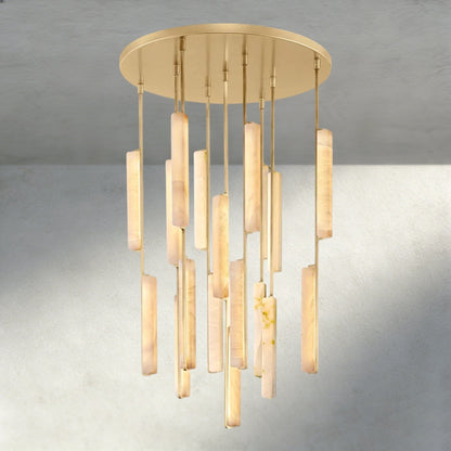 Audubam Alabaster Round Chandelier 24", 40", 56" - Zelno Lighting