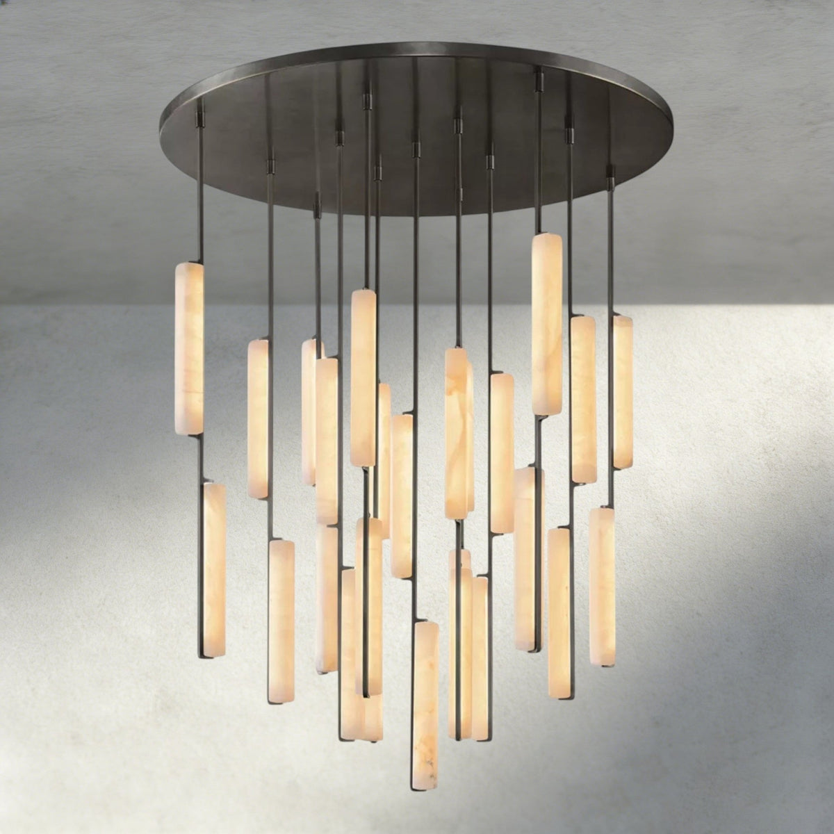 Audubam Alabaster Round Chandelier 24", 40", 56" - Zelno Lighting
