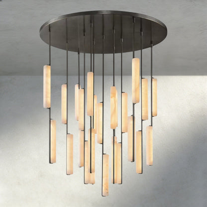 Audubam Alabaster Round Chandelier 24", 40", 56" - Zelno Lighting