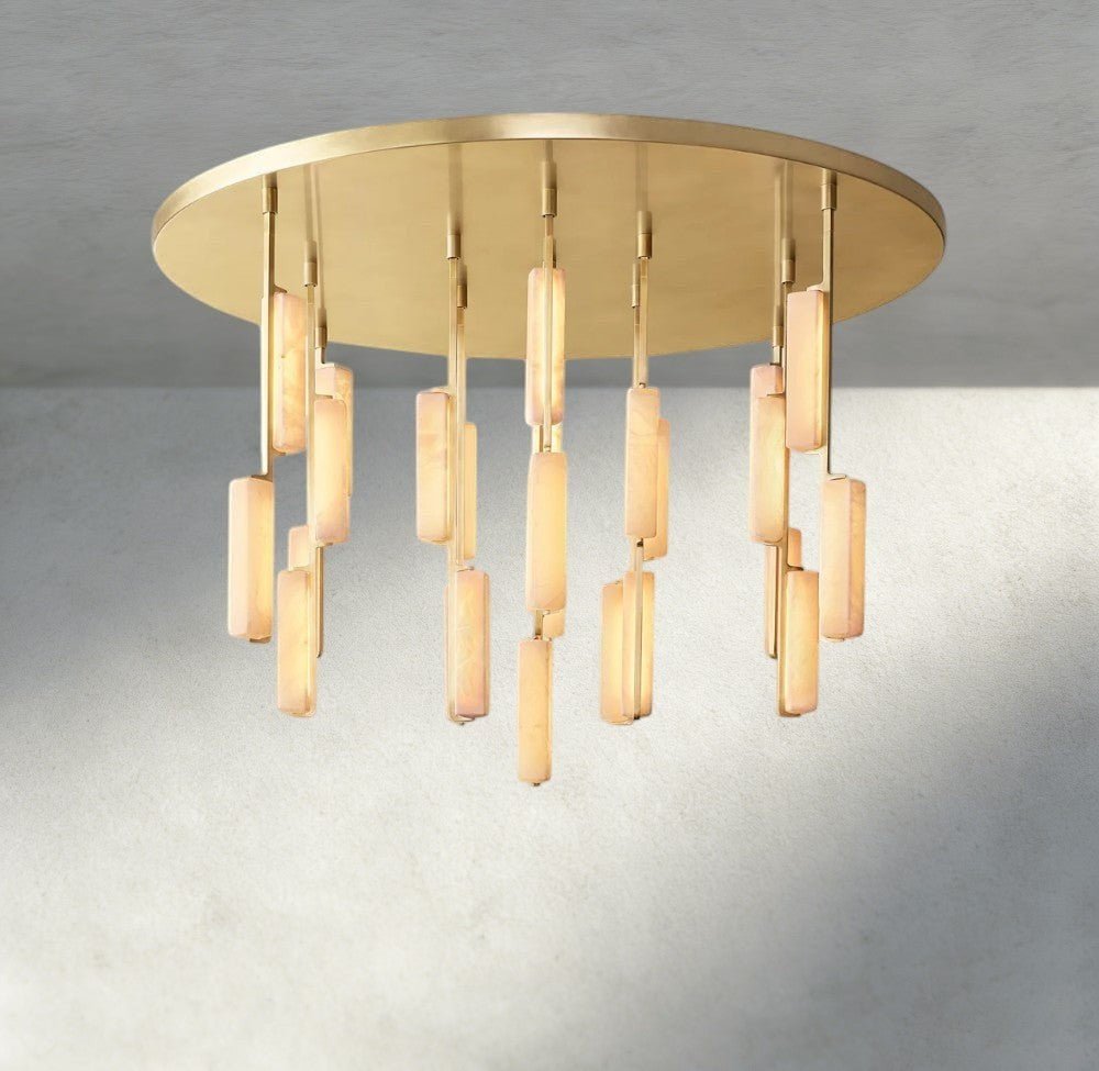 Audubam Alabaster Round Chandelier 24", 40", 56" - Zelno Lighting