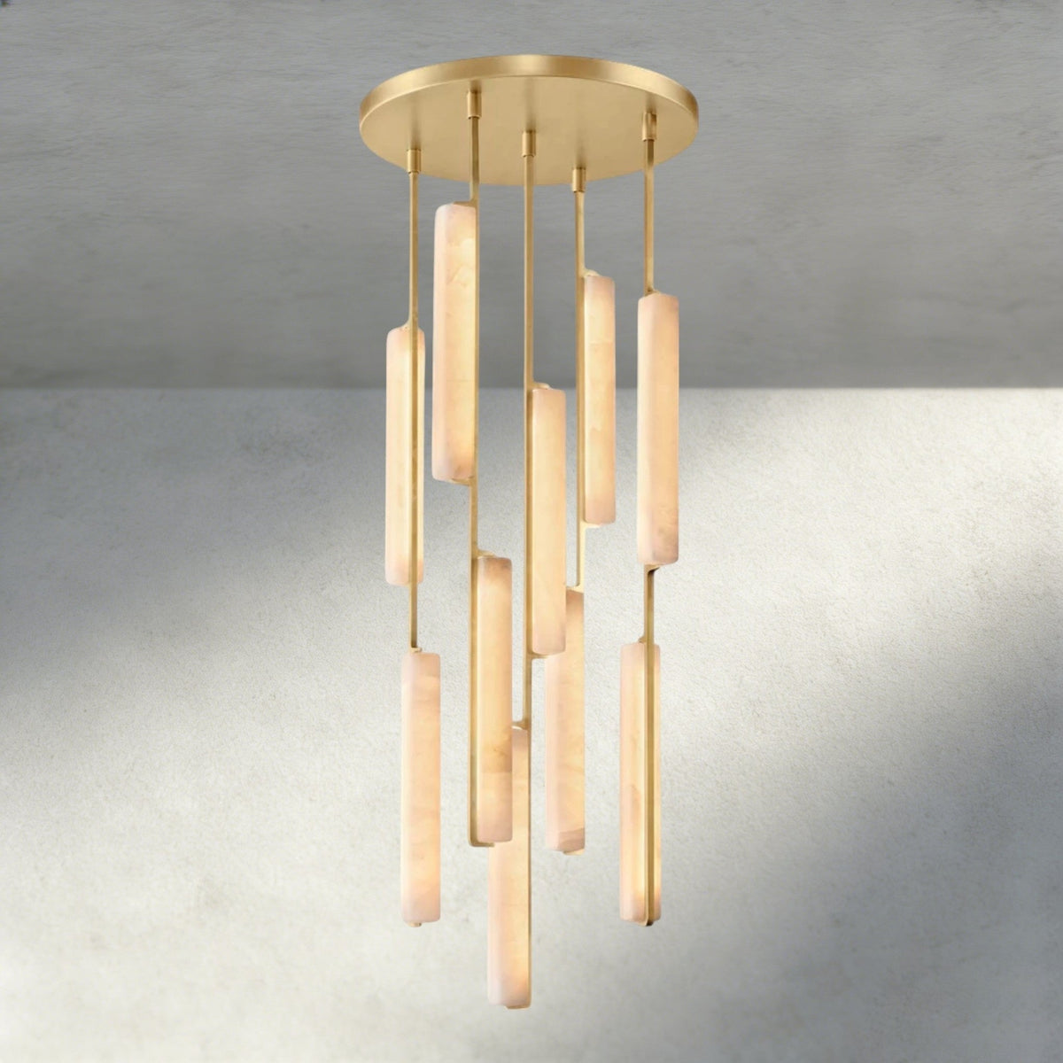 Audubam Alabaster Round Chandelier 24", 40", 56" - Zelno Lighting