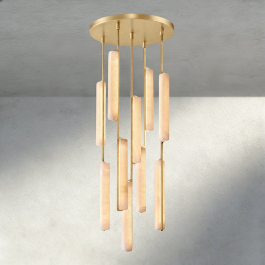 Audubam Alabaster Round Chandelier 24", 40", 56" - Zelno Lighting