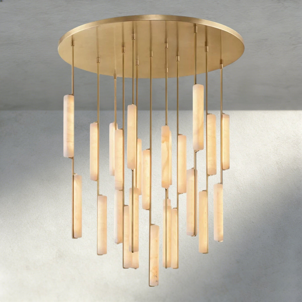 Audubam Alabaster Round Chandelier 24", 40", 56" - Zelno Lighting