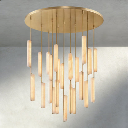 Audubam Alabaster Round Chandelier 24", 40", 56" - Zelno Lighting
