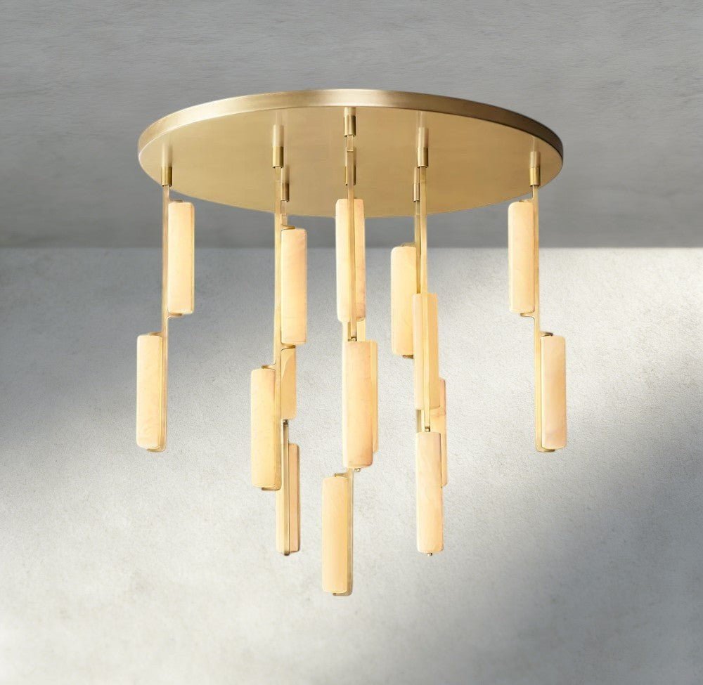 Audubam Alabaster Round Chandelier 24", 40", 56" - Zelno Lighting
