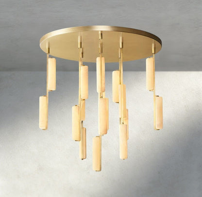 Audubam Alabaster Round Chandelier 24", 40", 56" - Zelno Lighting