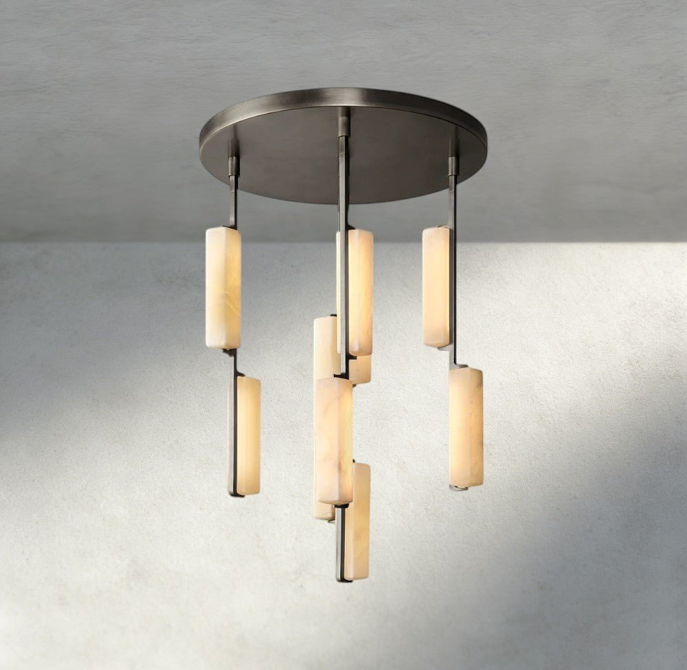Audubam Alabaster Round Chandelier 24", 40", 56" - Zelno Lighting