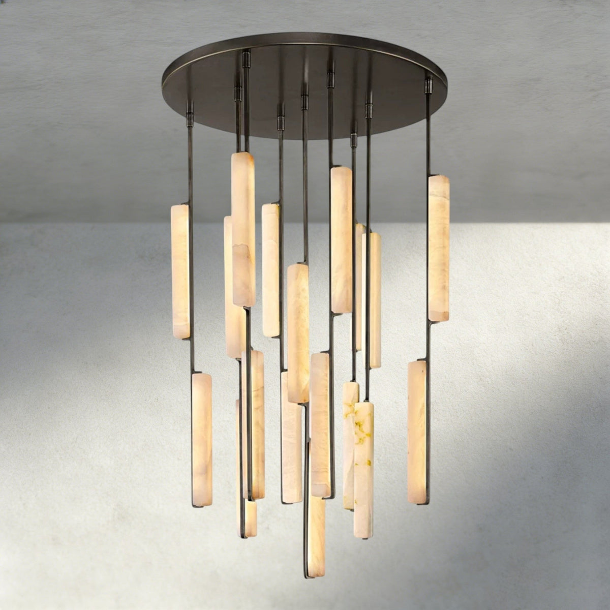 Audubam Alabaster Round Chandelier 24", 40", 56" - Zelno Lighting