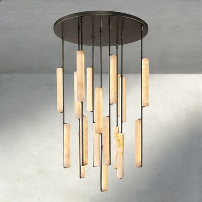 Audubam Alabaster Round Chandelier 24", 40", 56" - Zelno Lighting