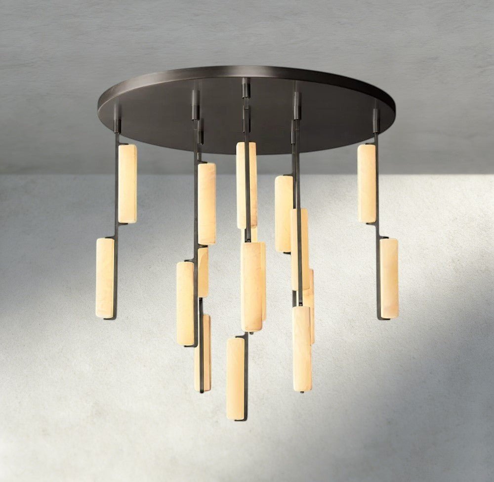 Audubam Alabaster Round Chandelier 24", 40", 56" - Zelno Lighting