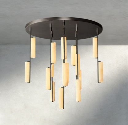 Audubam Alabaster Round Chandelier 24", 40", 56" - Zelno Lighting