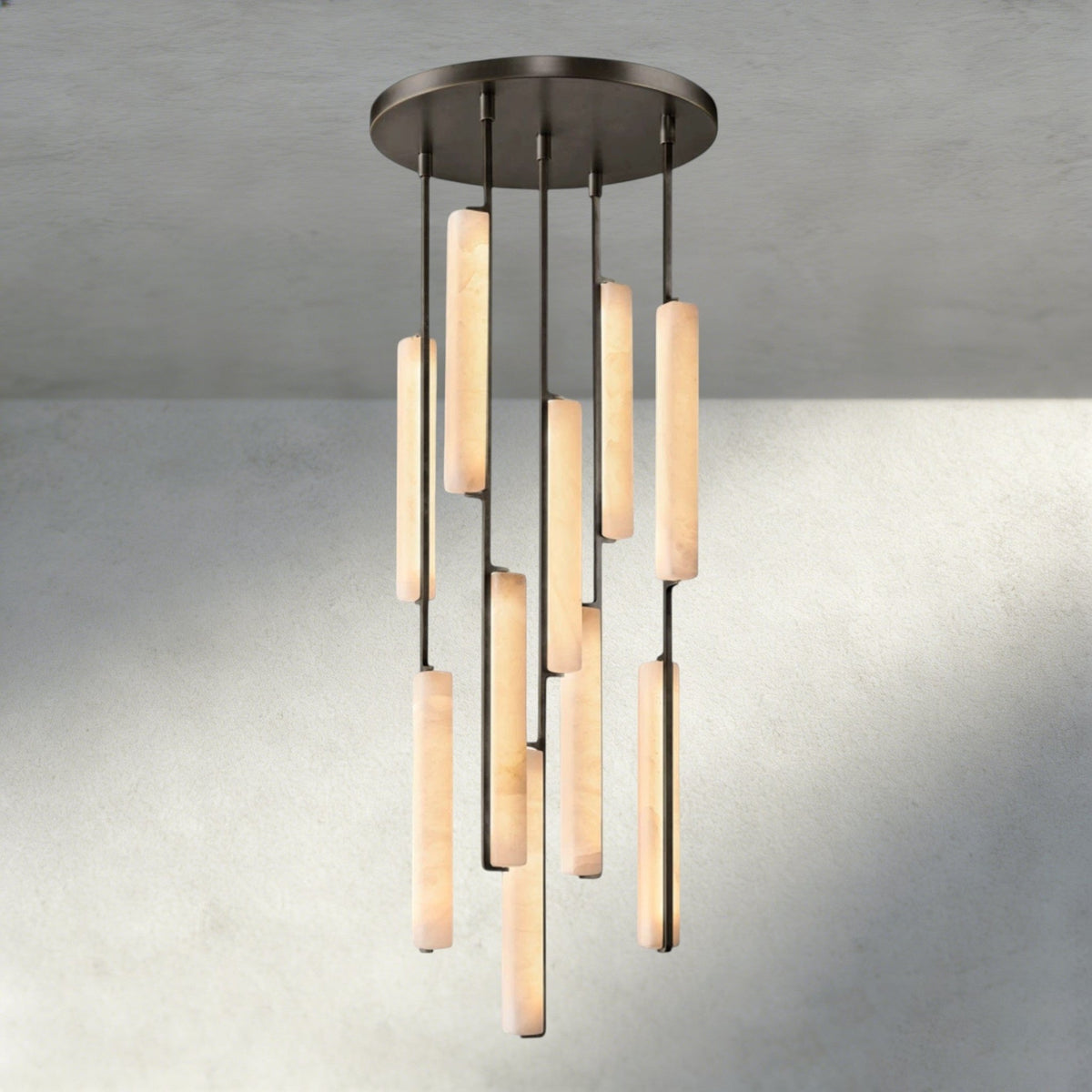 Audubam Alabaster Round Chandelier 24", 40", 56" - Zelno Lighting