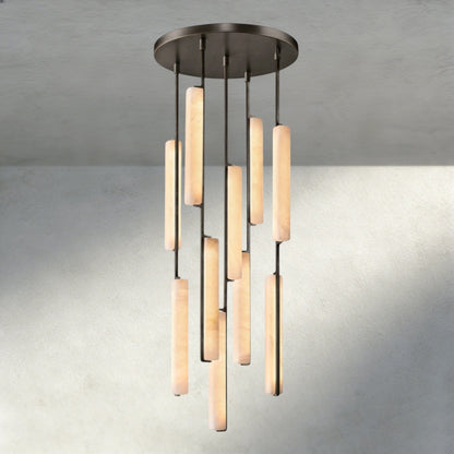 Audubam Alabaster Round Chandelier 24", 40", 56" - Zelno Lighting