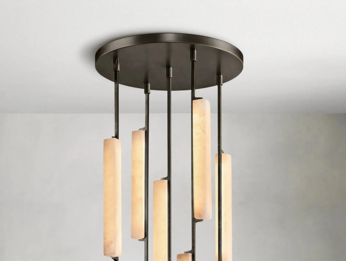 Audubam Alabaster Round Chandelier - Zelno Lighting