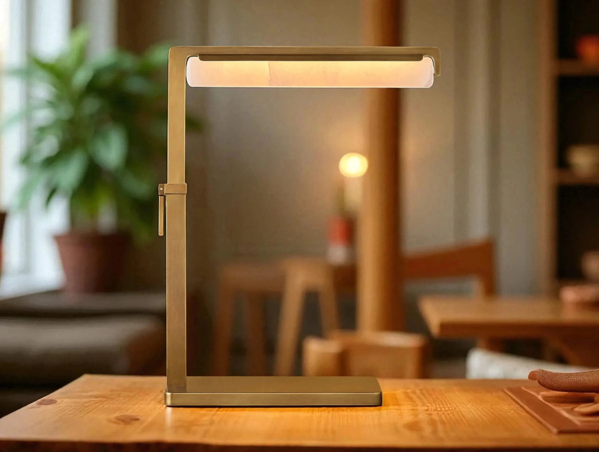 Audubam Alabaster Task Table Lamp - Zelno Lighting