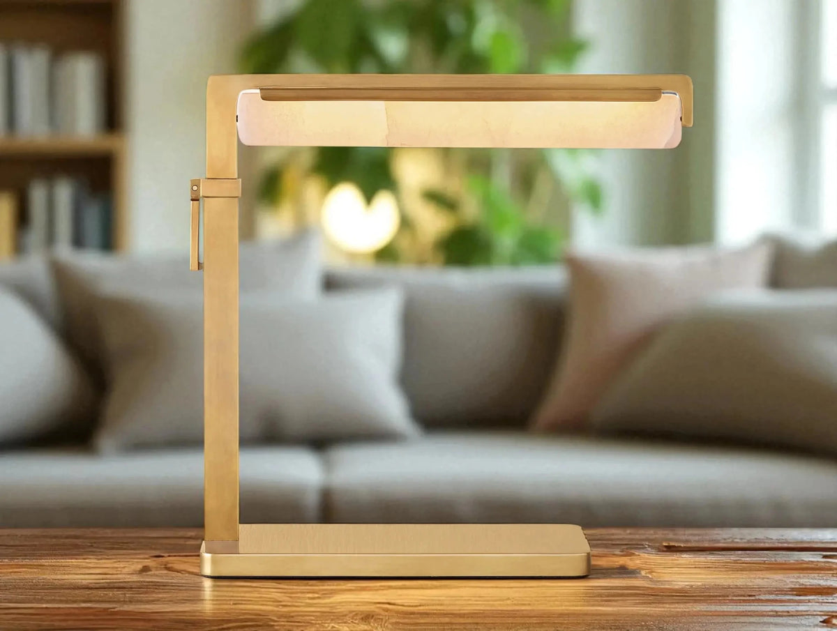 Audubam Alabaster Task Table Lamp - Zelno Lighting