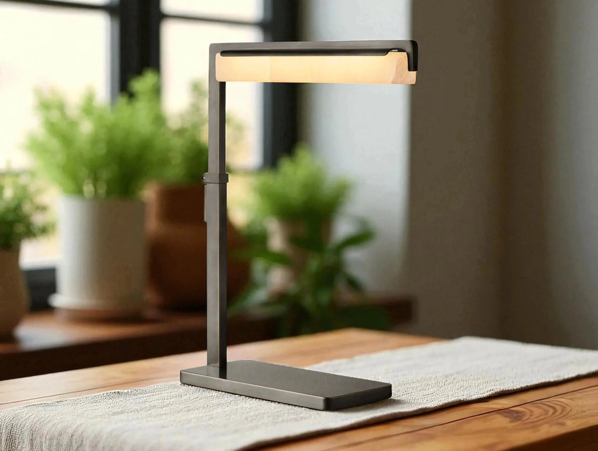 Audubam Alabaster Task Table Lamp - Zelno Lighting