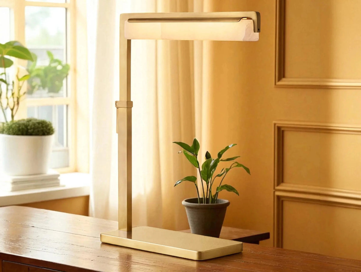 Audubam Alabaster Task Table Lamp - Zelno Lighting