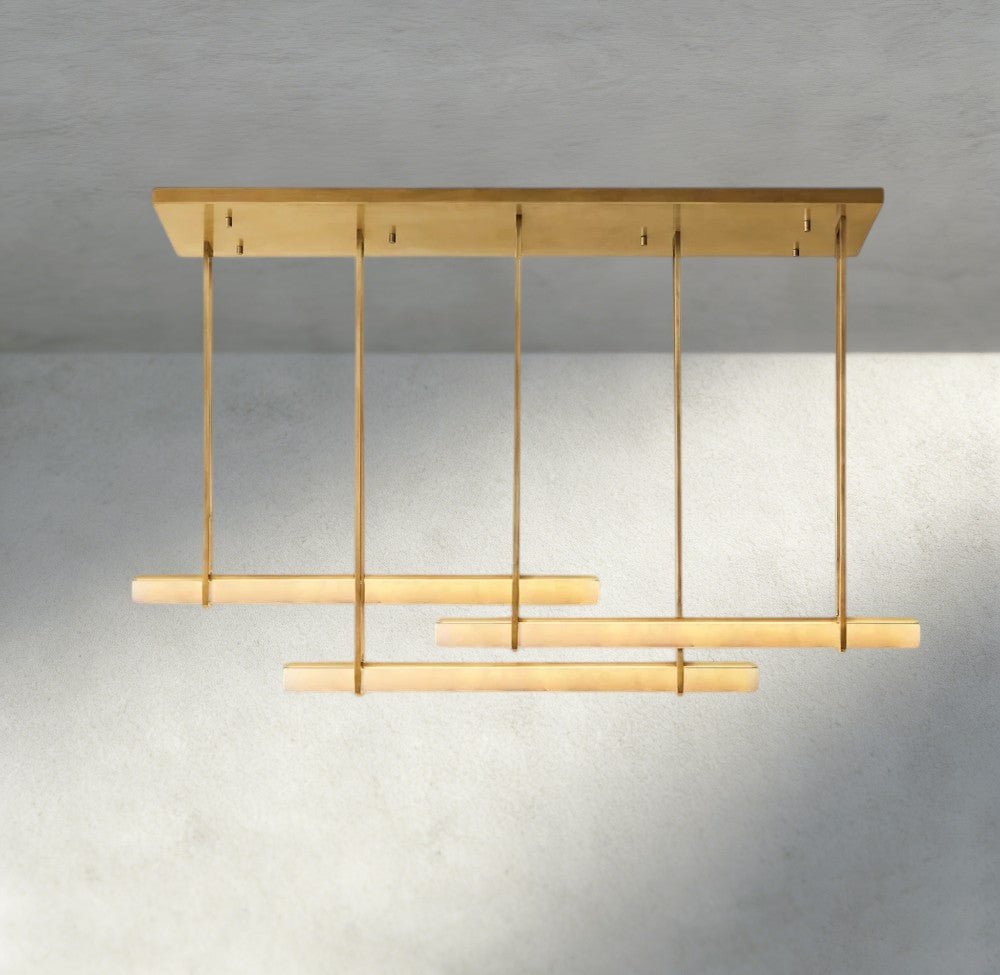 Audubam Alabaster Triple Bar Linear Chandelier - Zelno Lighting