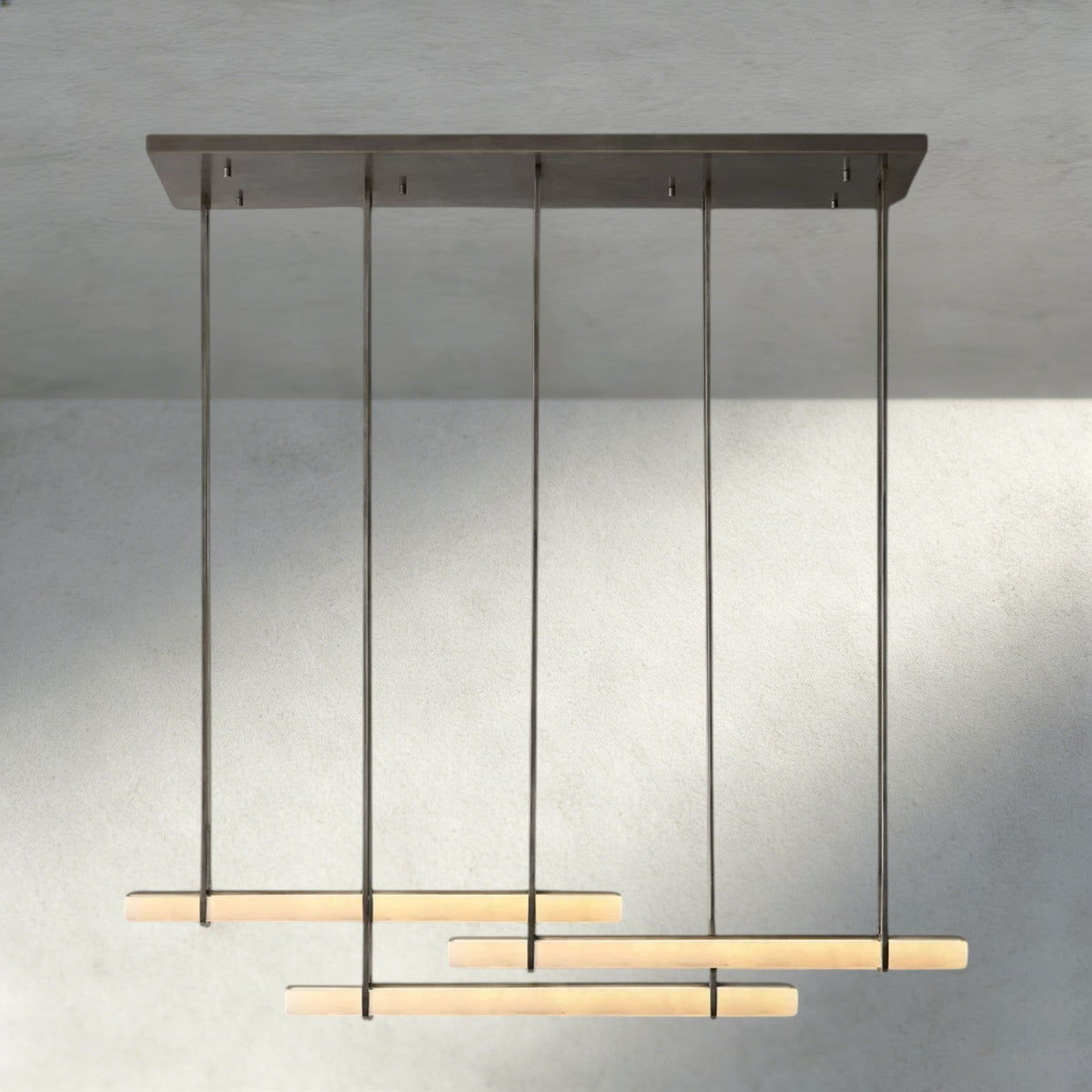 Audubam Alabaster Triple Bar Linear Chandelier - Zelno Lighting