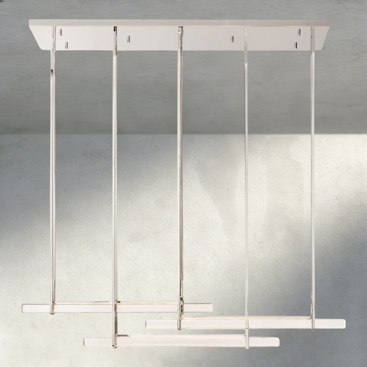Audubam Crystal Triple Bar Linear Chandelier 60", 72" - Zelno Lighting