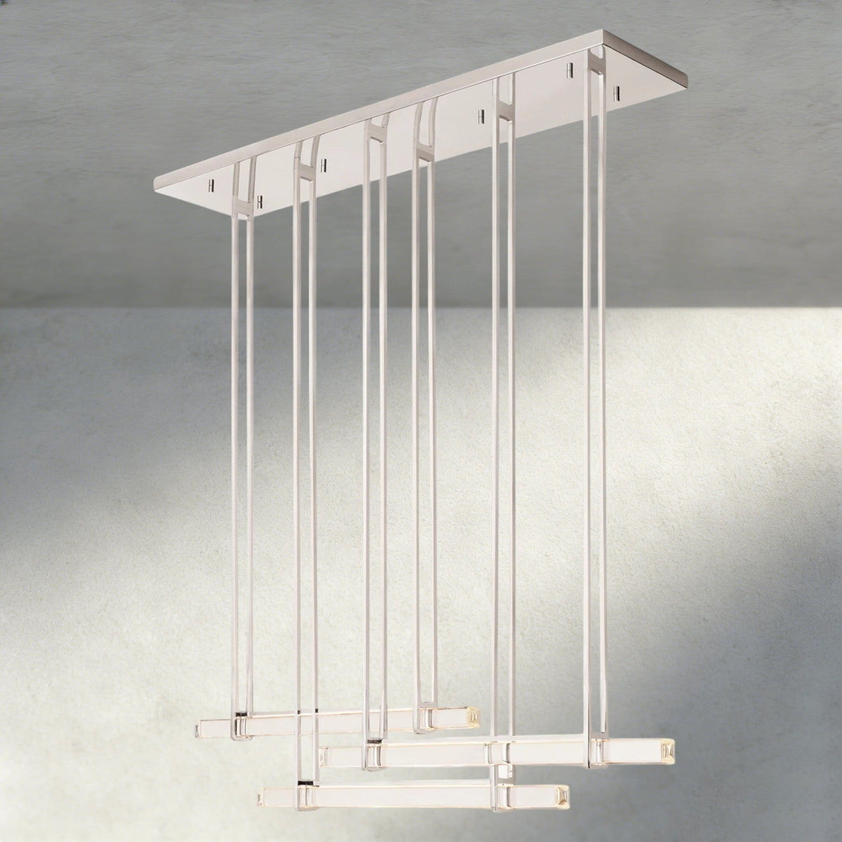 Audubam Crystal Triple Bar Linear Chandelier 60", 72" - Zelno Lighting