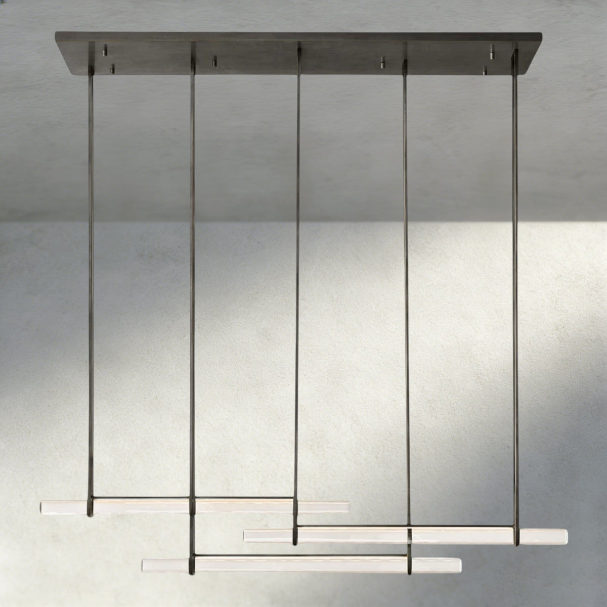 Audubam Crystal Triple Bar Linear Chandelier 60", 72" - Zelno Lighting