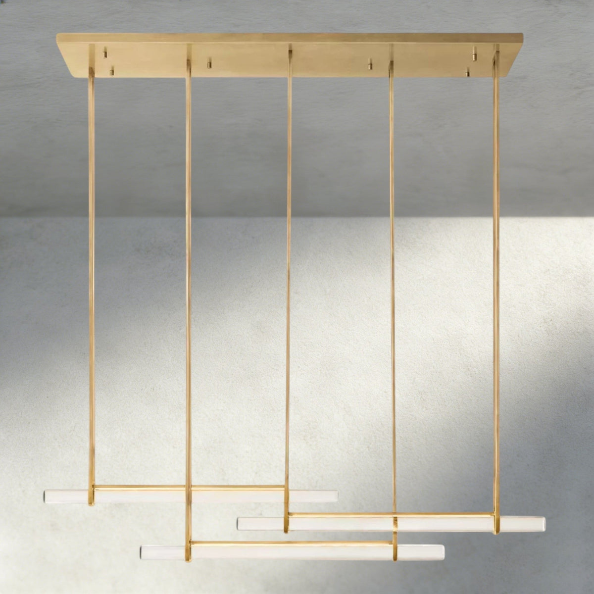 Audubam Crystal Triple Bar Linear Chandelier 60", 72" - Zelno Lighting