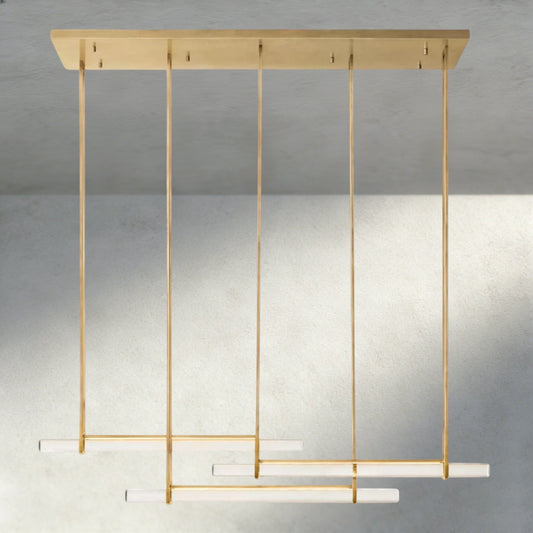Audubam Crystal Triple Bar Linear Chandelier 60", 72" - Zelno Lighting