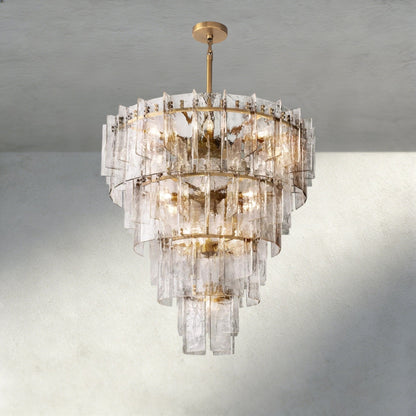 Aurelle Clear Glass Tiered Round Chandelier - Zelno Lighting
