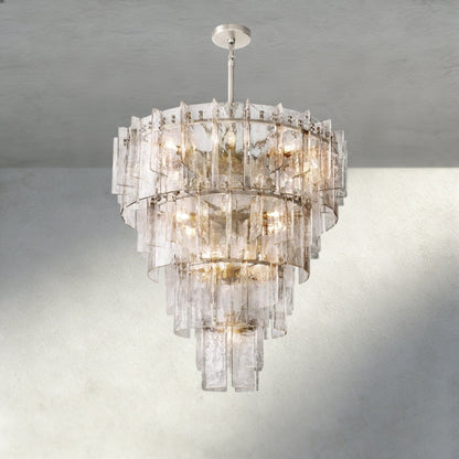 Aurelle Clear Glass Tiered Round Chandelier - Zelno Lighting