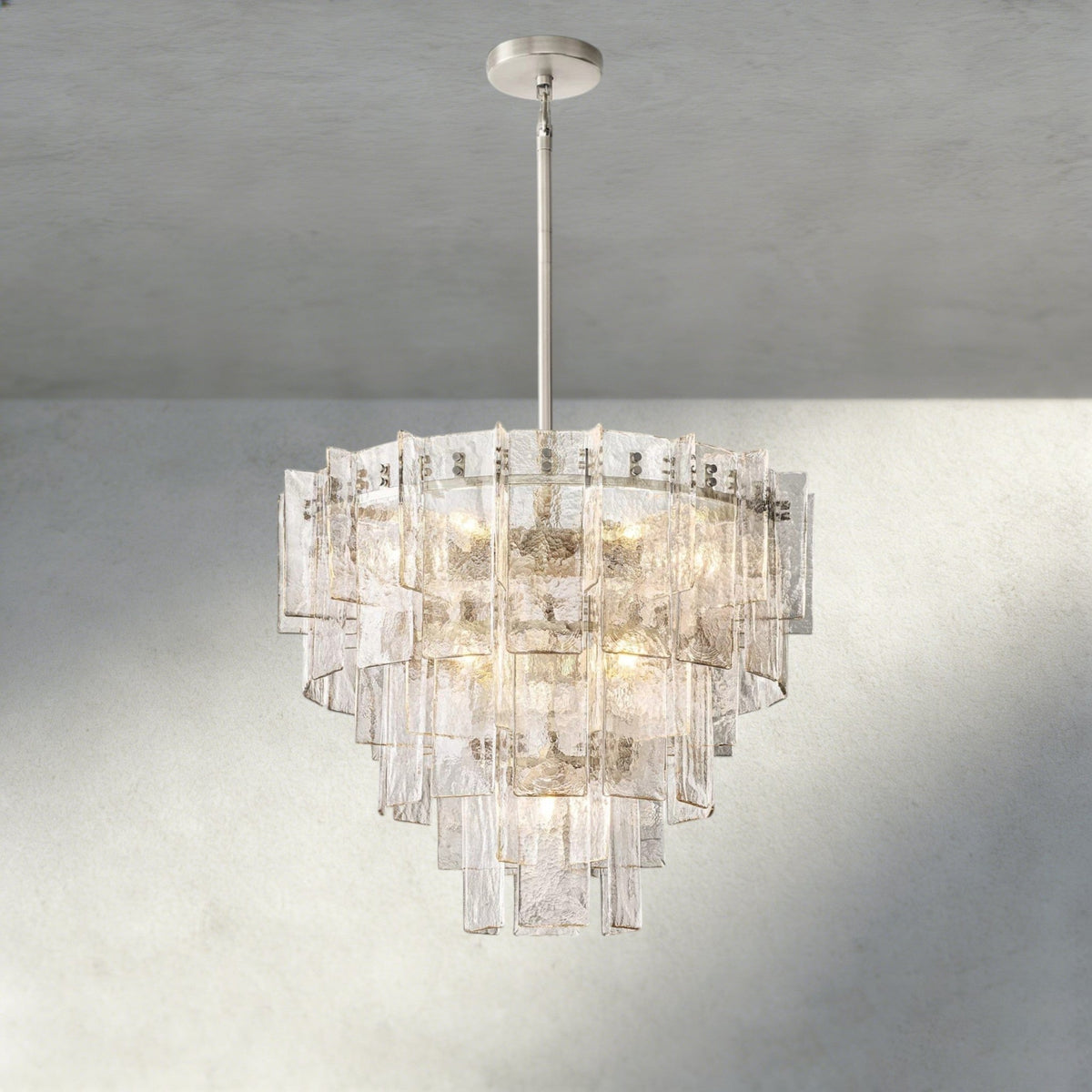 Aurelle Clear Glass Tiered Round Chandelier - Zelno Lighting