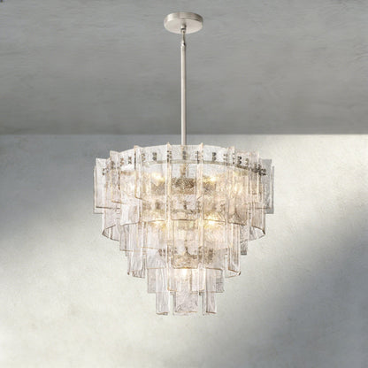 Aurelle Clear Glass Tiered Round Chandelier - Zelno Lighting