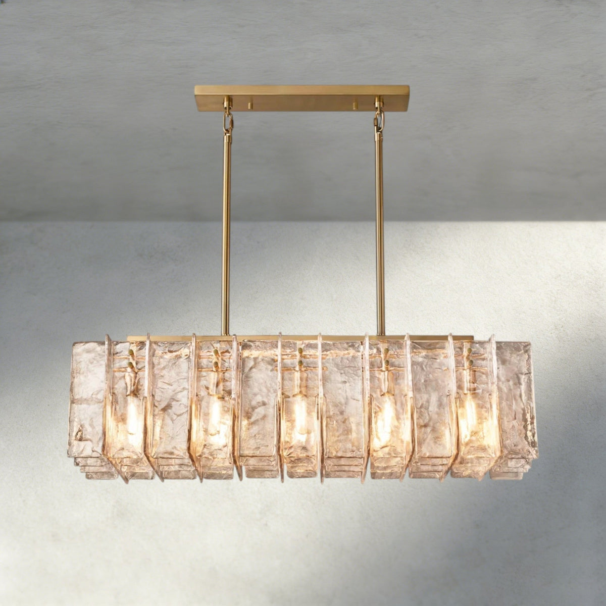 Aurelle Smoke Glass Linear Chandelier - Zelno Lighting