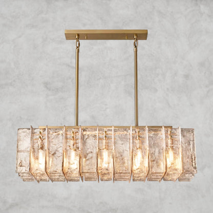 Aurelle Smoke Glass Linear Chandelier - Zelno Lighting