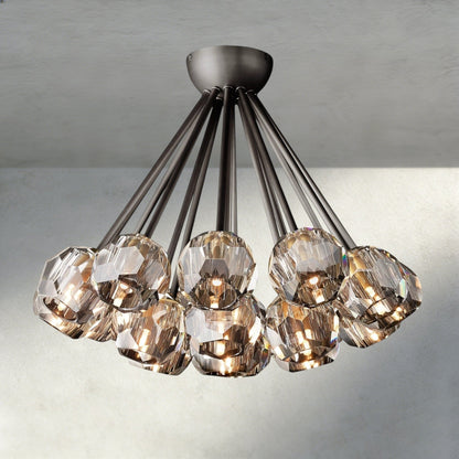 Boaly De Clear/ Smoke Cristal Flushmount 24" - Zelno Lighting