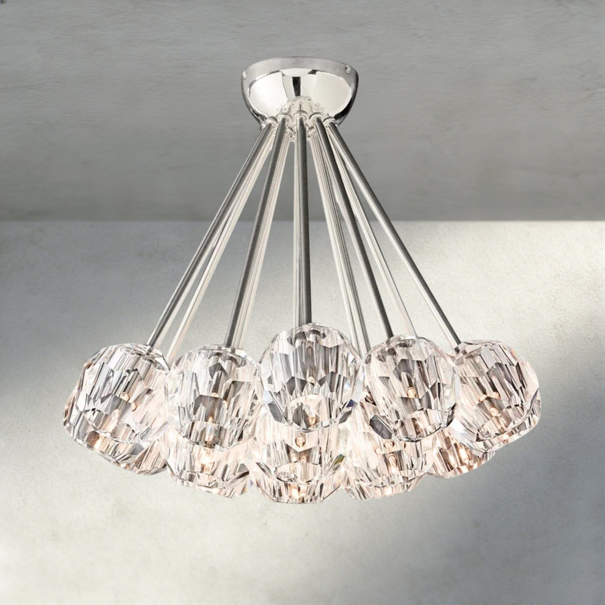 Boaly De Clear/ Smoke Cristal Flushmount 24" - Zelno Lighting