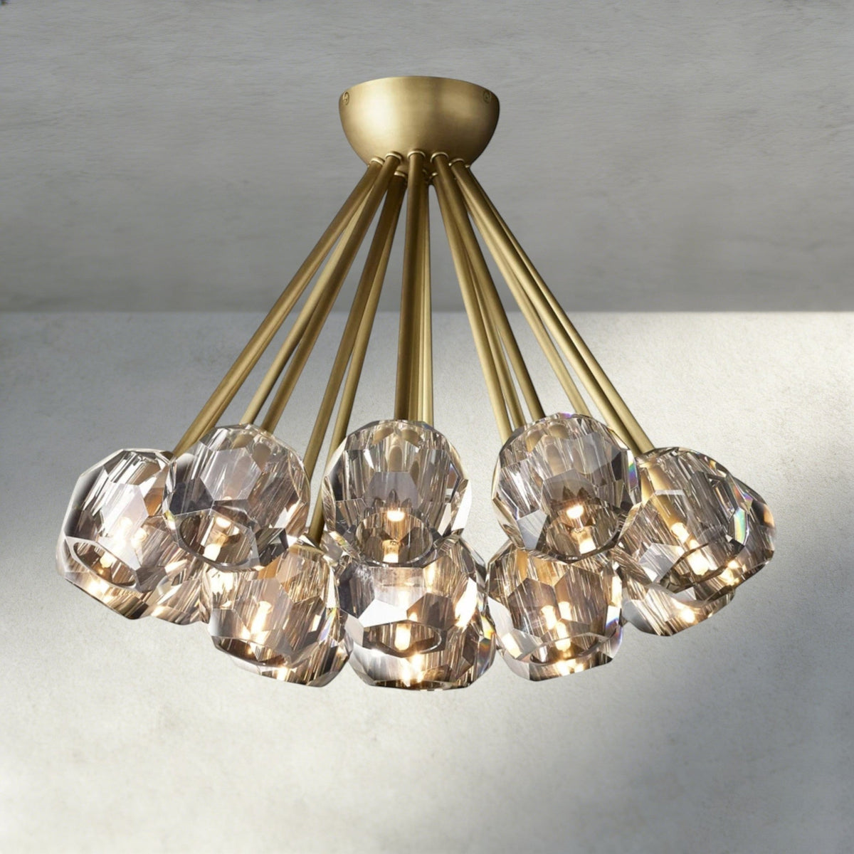 Boaly De Clear/ Smoke Cristal Flushmount 24" - Zelno Lighting