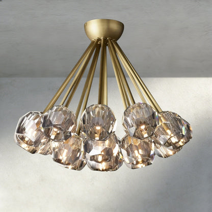 Boaly De Clear/ Smoke Cristal Flushmount 24" - Zelno Lighting