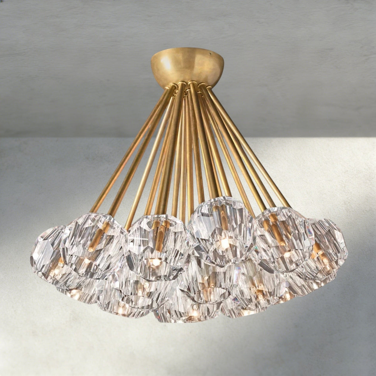 Boaly De Clear/ Smoke Cristal Flushmount 24" - Zelno Lighting