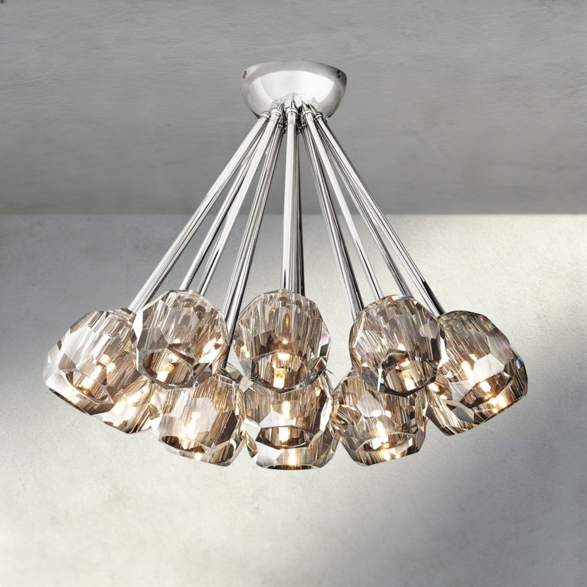 Boaly De Clear/ Smoke Cristal Flushmount 24" - Zelno Lighting
