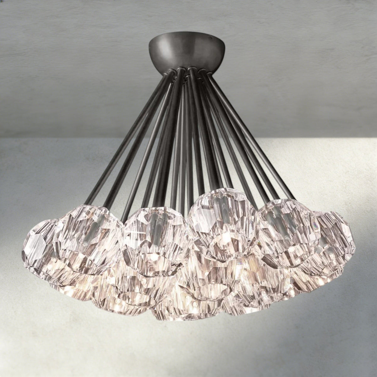 Boaly De Clear/ Smoke Cristal Flushmount 24" - Zelno Lighting