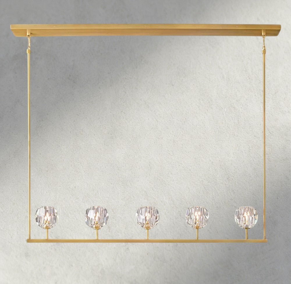 Boaly De Cristal Clear Glass Linear Chandelier 48", 60" - Zelno Lighting