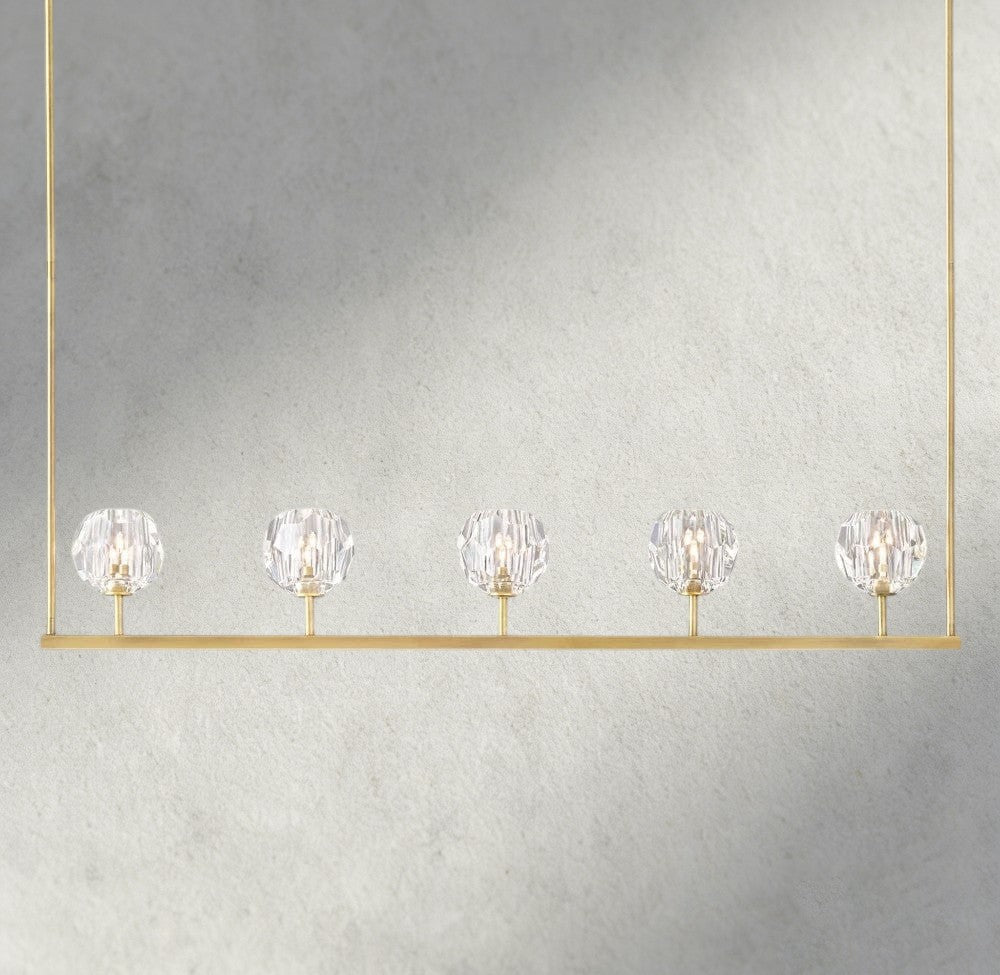 Boaly De Cristal Clear Glass Linear Chandelier 48", 60" - Zelno Lighting