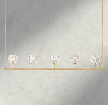 Boaly De Cristal Clear Glass Linear Chandelier 48", 60" - Zelno Lighting